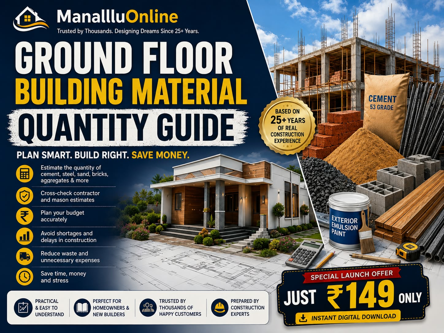 BUILDING MATERIAL QUANTITY FOR GROUND FLOOR